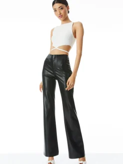 Alice and Olivia VEGAN LEATHER|ESSENTIALS*TEENY VEGAN LEATHER FLARE PANT