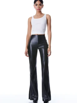 Alice and Olivia VEGAN LEATHER|ESSENTIALS*TEENY VEGAN LEATHER SIDE SLIT PANT