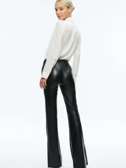 Alice and Olivia VEGAN LEATHER|ESSENTIALS*TINA VEGAN LEATHER SPLIT HEM PANT