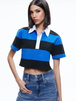 Alice and Olivia TOPS*TREVA CROPPED POLO SHIRT