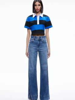 Alice and Olivia TOPS*TREVA CROPPED POLO SHIRT