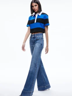 Alice and Olivia TOPS*TREVA CROPPED POLO SHIRT