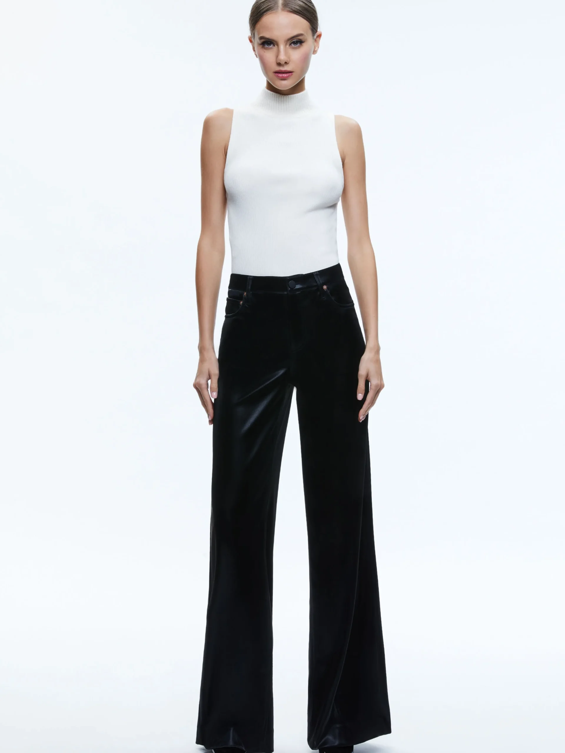 Alice and Olivia VEGAN LEATHER|PANTS*TRISH SHINY VEGAN LEATHER BAGGY PANT