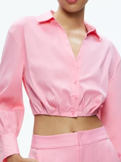 Alice and Olivia VALENTINE'S DAY EDIT|TOPS*TRUDY CROPPED BUTTON DOWN