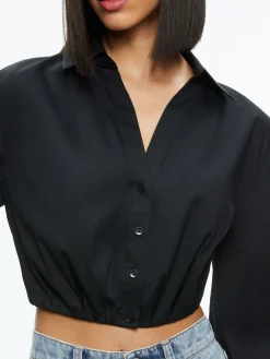 Alice and Olivia ESSENTIALS|TOPS*TRUDY CROPPED BUTTON DOWN