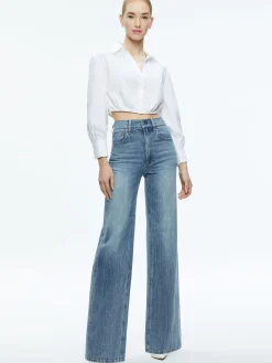 Alice and Olivia ESSENTIALS|TOPS*TRUDY CROPPED BUTTON DOWN