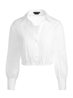 Alice and Olivia ESSENTIALS|TOPS*TRUDY CROPPED BUTTON DOWN