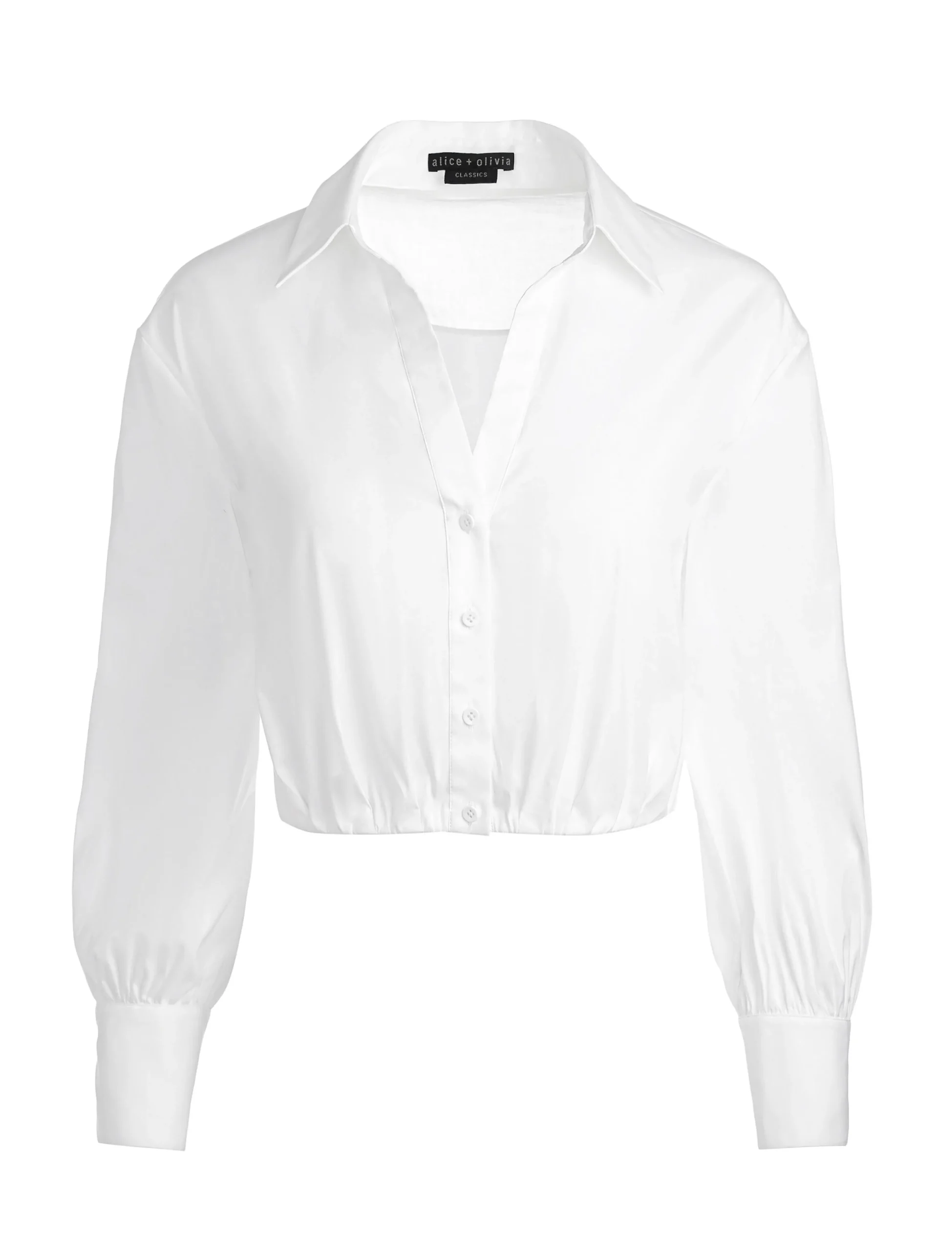 Alice and Olivia ESSENTIALS|TOPS*TRUDY CROPPED BUTTON DOWN