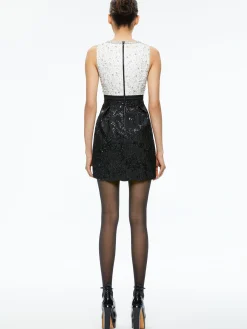 Alice and Olivia GUEST OF|MINI*TRUE EMBELLISHED BODICE MINI DRESS
