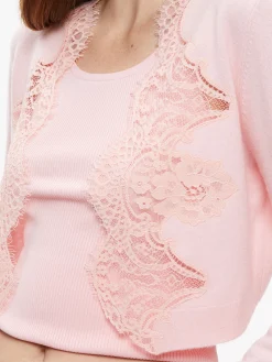 Alice and Olivia SWEATERS*UMA LACE TRIM CARDIGAN