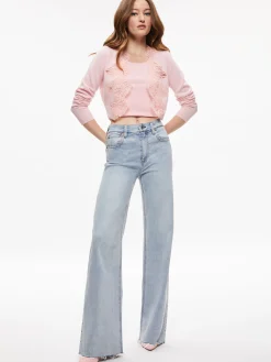 Alice and Olivia SWEATERS*UMA LACE TRIM CARDIGAN