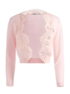 Alice and Olivia SWEATERS*UMA LACE TRIM CARDIGAN