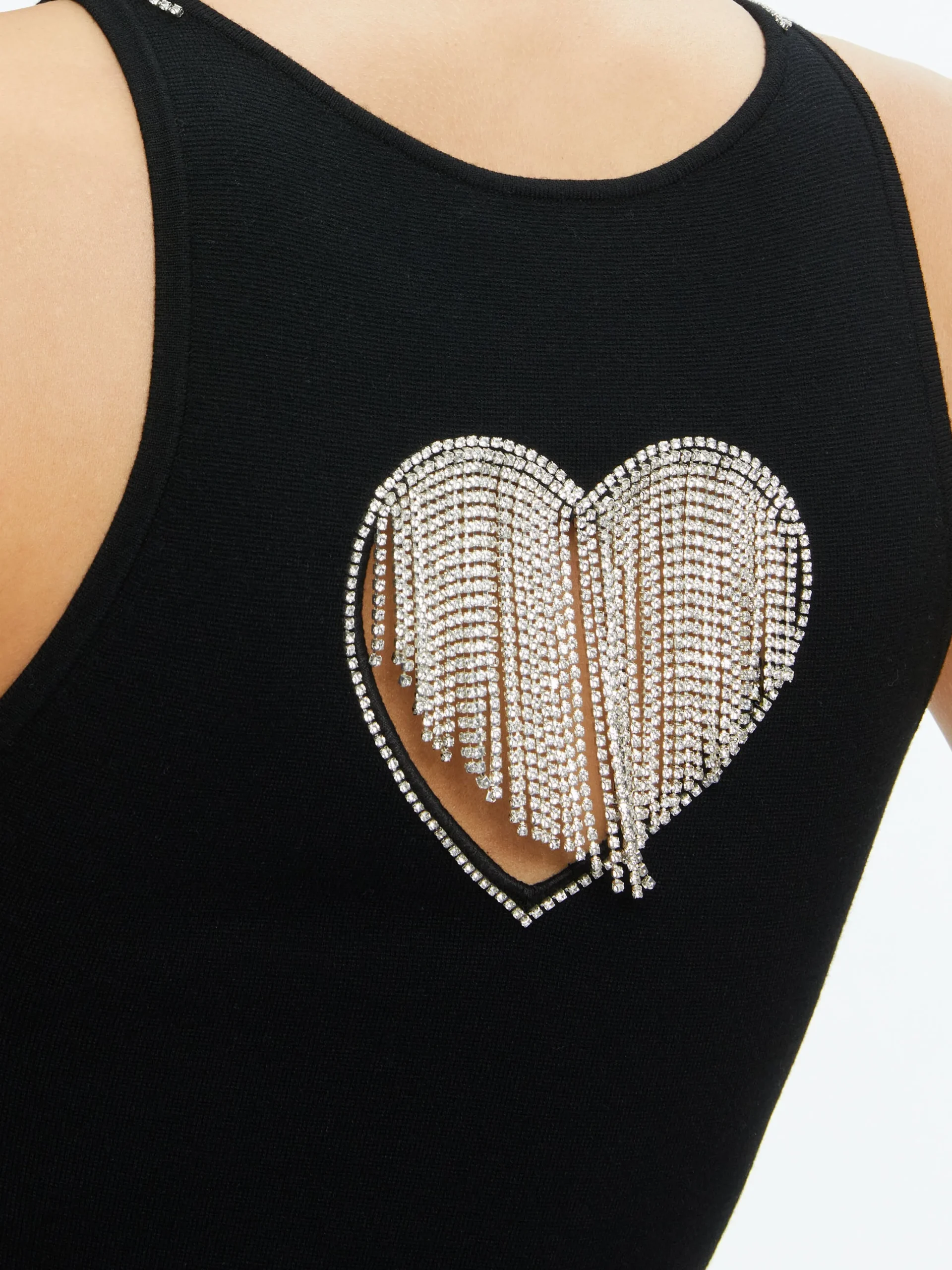 Alice and Olivia VALENTINE'S DAY EDIT|TOPS*VAL CRYSTAL FRINGE CUTOUT TANK