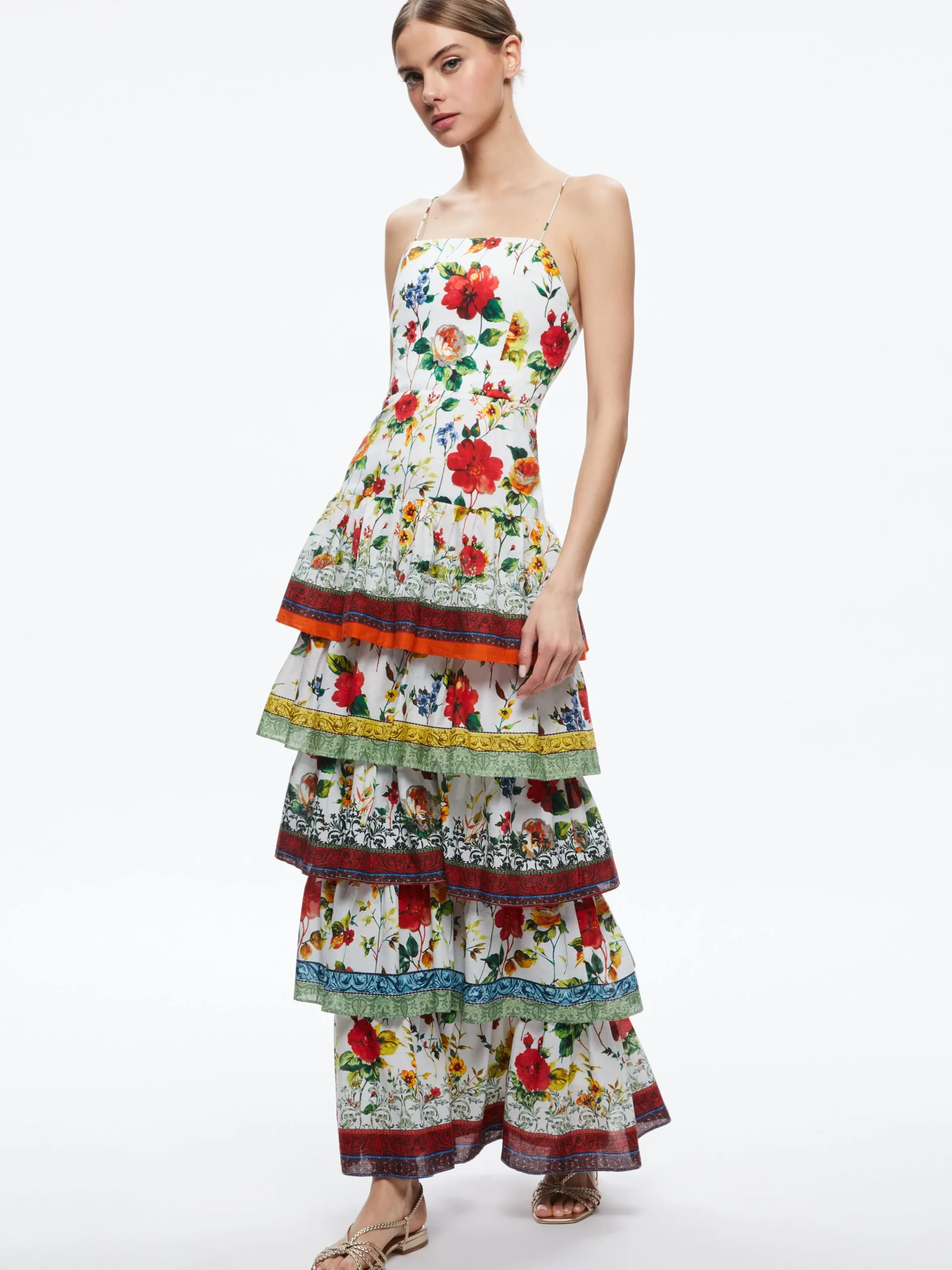 Alice and Olivia GUEST OF|MAXI*VALENCIA SPAGHETTI STRAP MAXI DRESS