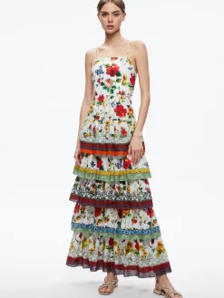 Alice and Olivia GUEST OF|MAXI*VALENCIA SPAGHETTI STRAP MAXI DRESS