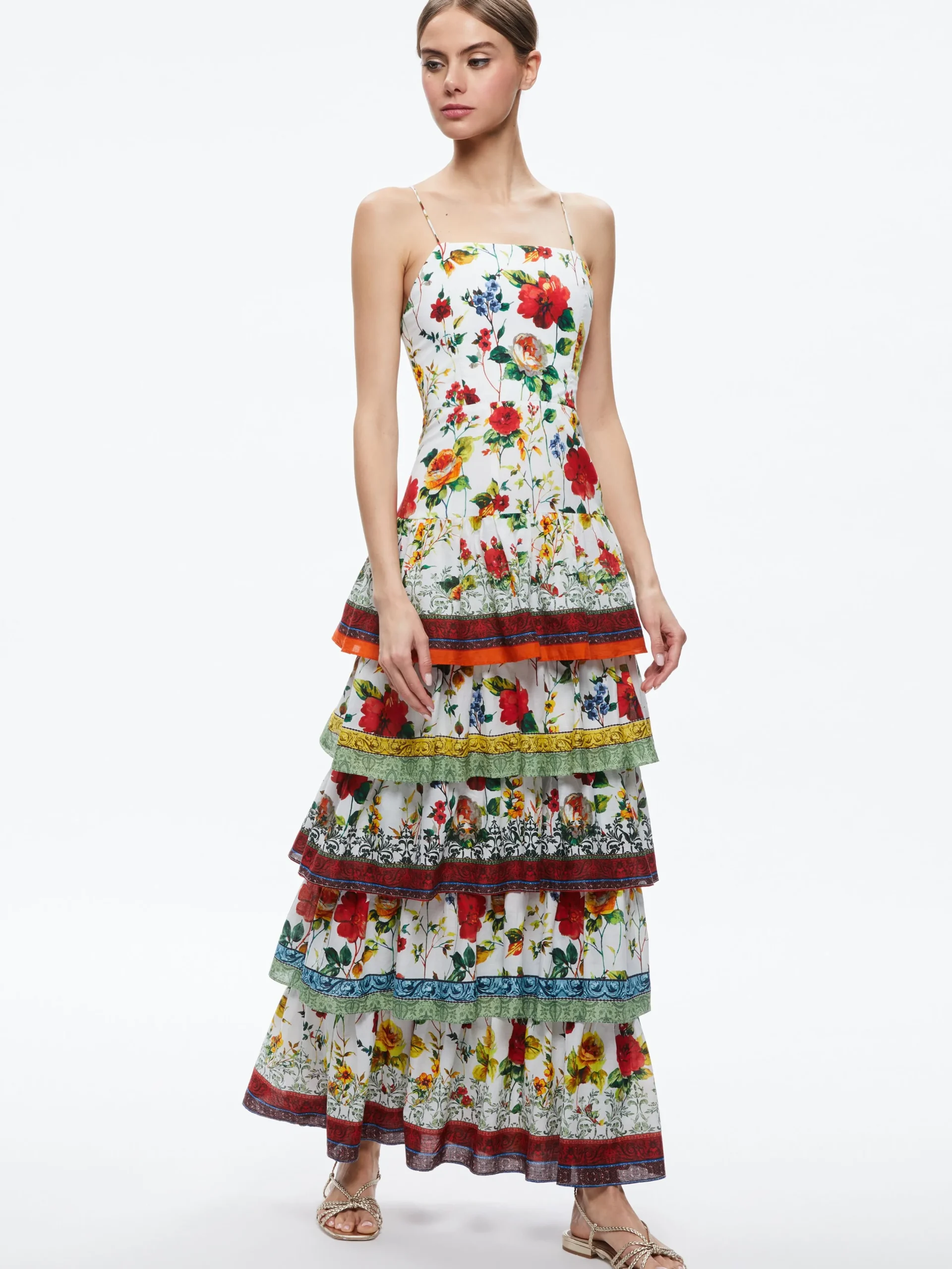 Alice and Olivia GUEST OF|MAXI*VALENCIA SPAGHETTI STRAP MAXI DRESS