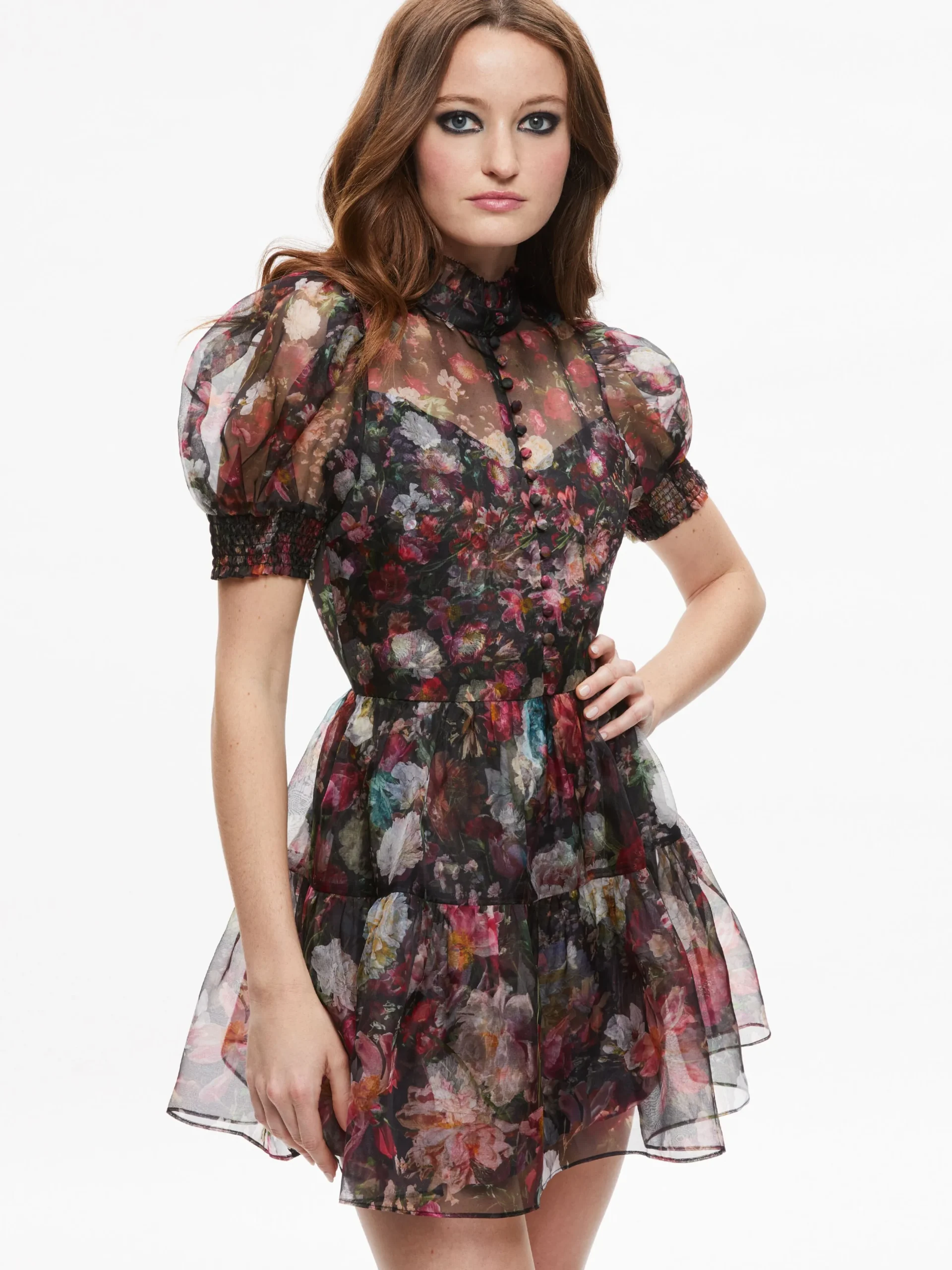 Alice and Olivia MINI|DRESSES*VERNITA PUFF SLEEVE MINI DRESS