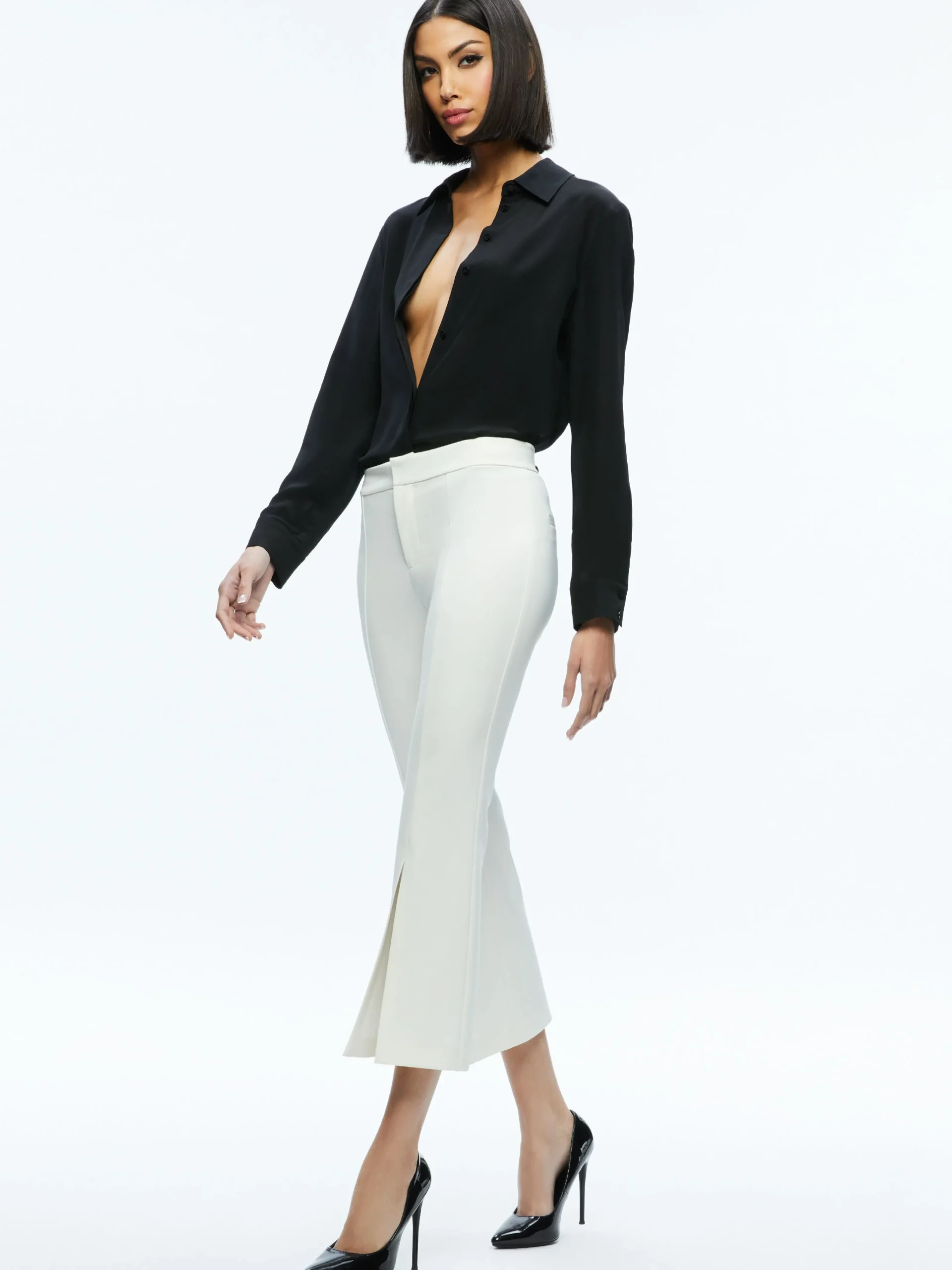 Alice and Olivia ESSENTIALS|SUITS*WALKER SLIT HEM PANT