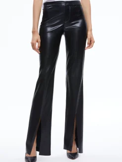 Alice and Olivia VEGAN LEATHER|ESSENTIALS*WALKER VEGAN LEATHER FRONT SLIT PANT
