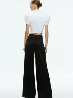Alice and Olivia ESSENTIALS|THE WORKWEAR EDIT*WILLA CROPPED PUFF SLEEVE BUTTON DOWN