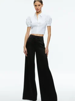 Alice and Olivia ESSENTIALS|THE WORKWEAR EDIT*WILLA CROPPED PUFF SLEEVE BUTTON DOWN
