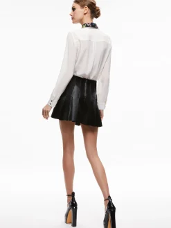 Alice and Olivia TOPS*WILLA EMBROIDERED COLLAR PLACKET TOP
