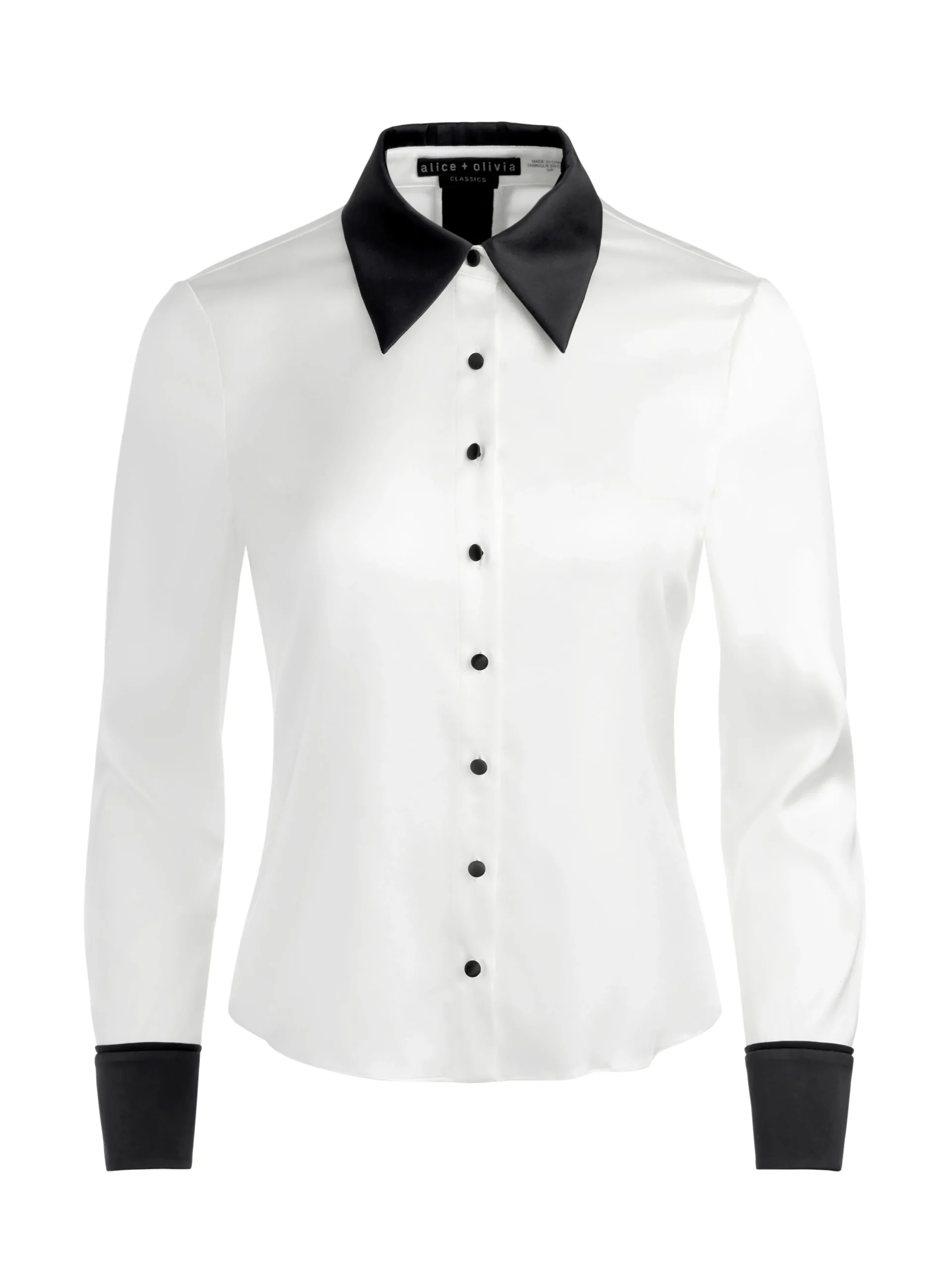 Alice and Olivia ESSENTIALS|THE WORKWEAR EDIT*WILLA FITTED PLACKET TOP