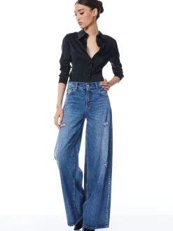 Alice and Olivia ESSENTIALS|THE WORKWEAR EDIT*WILLA FITTED PLACKET TOP
