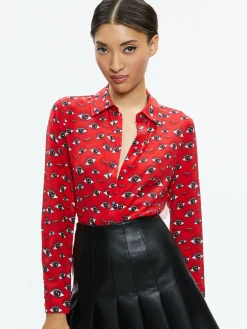 Alice and Olivia TOPS*WILLA PLACKET TOP