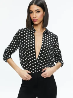 Alice and Olivia STACEY'S FAVORITES|ESSENTIALS*WILLA PLACKET TOP