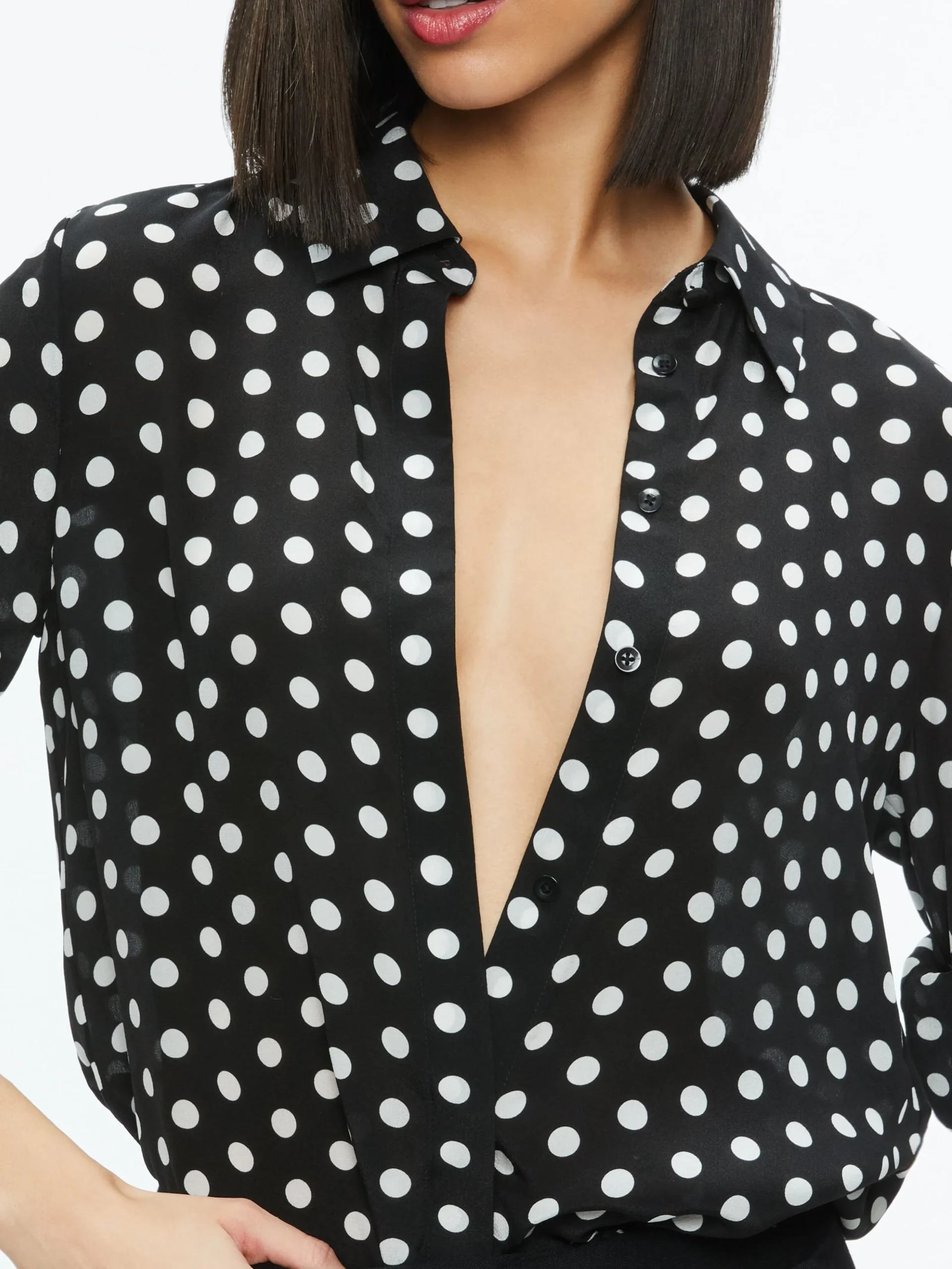 Alice and Olivia STACEY'S FAVORITES|ESSENTIALS*WILLA PLACKET TOP