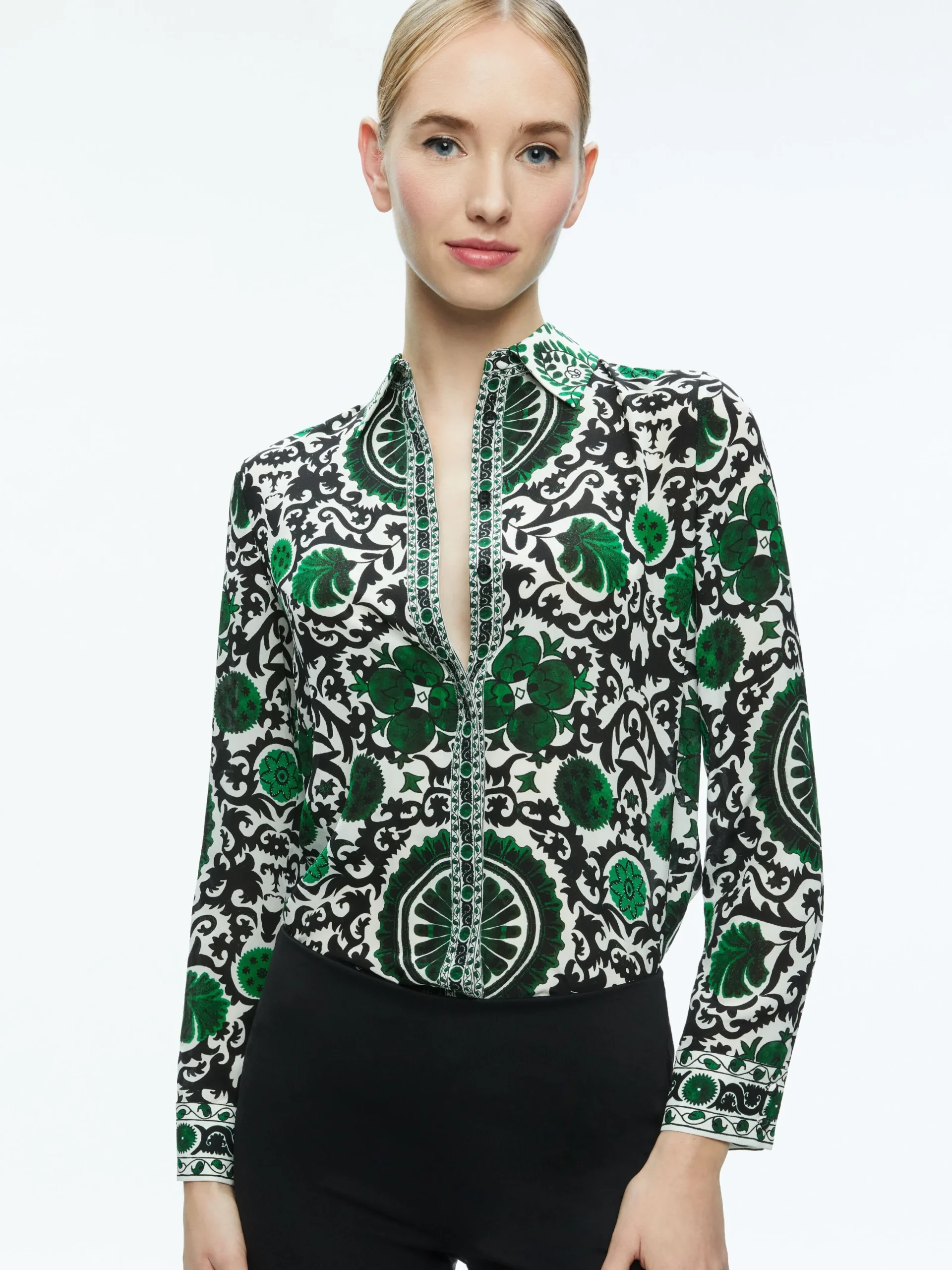 Alice and Olivia THE WORKWEAR EDIT|TOPS*WILLA PLACKET TOP