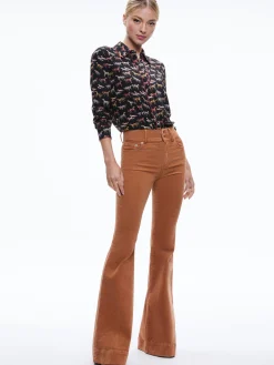Alice and Olivia TOPS*WILLA PLACKET TOP WITH PIPING