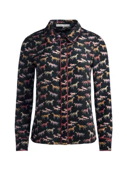 Alice and Olivia TOPS*WILLA PLACKET TOP WITH PIPING