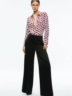 Alice and Olivia VALENTINE'S DAY EDIT|TOPS*WILLA PLACKET TOP WITH PIPING