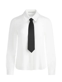 Alice and Olivia TOPS*WILLA PLACKET TOP WITH TIE