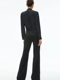 Alice and Olivia TOPS*WILLA PLACKET TOP WITH TIE