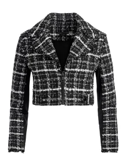 Alice and Olivia MATCHING SETS*YARDLEY CROPPED FRAY HEM JACKET + DONALD TWEED SHORT