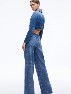 Alice and Olivia MATCHING SETS*YARDLEY DENIM JACKET + TRISH MID RISE BAGGY JEAN
