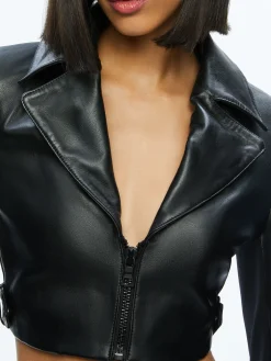 Alice and Olivia ESSENTIALS|VALENTINE'S DAY EDIT*YARDLEY LEATHER CROPPED JACKET