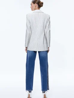 Alice and Olivia JACKETS + COATS*YONA PINSTRIPE EMBELLISHED BLAZER