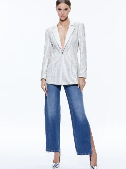 Alice and Olivia JACKETS + COATS*YONA PINSTRIPE EMBELLISHED BLAZER