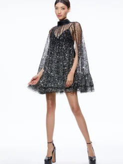 Alice and Olivia GUEST OF|MINI*ZENON SEQUIN CAPE MINI DRESS