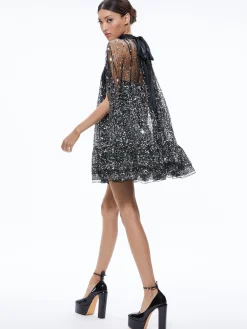 Alice and Olivia GUEST OF|MINI*ZENON SEQUIN CAPE MINI DRESS