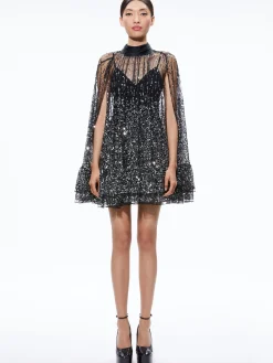 Alice and Olivia GUEST OF|MINI*ZENON SEQUIN CAPE MINI DRESS