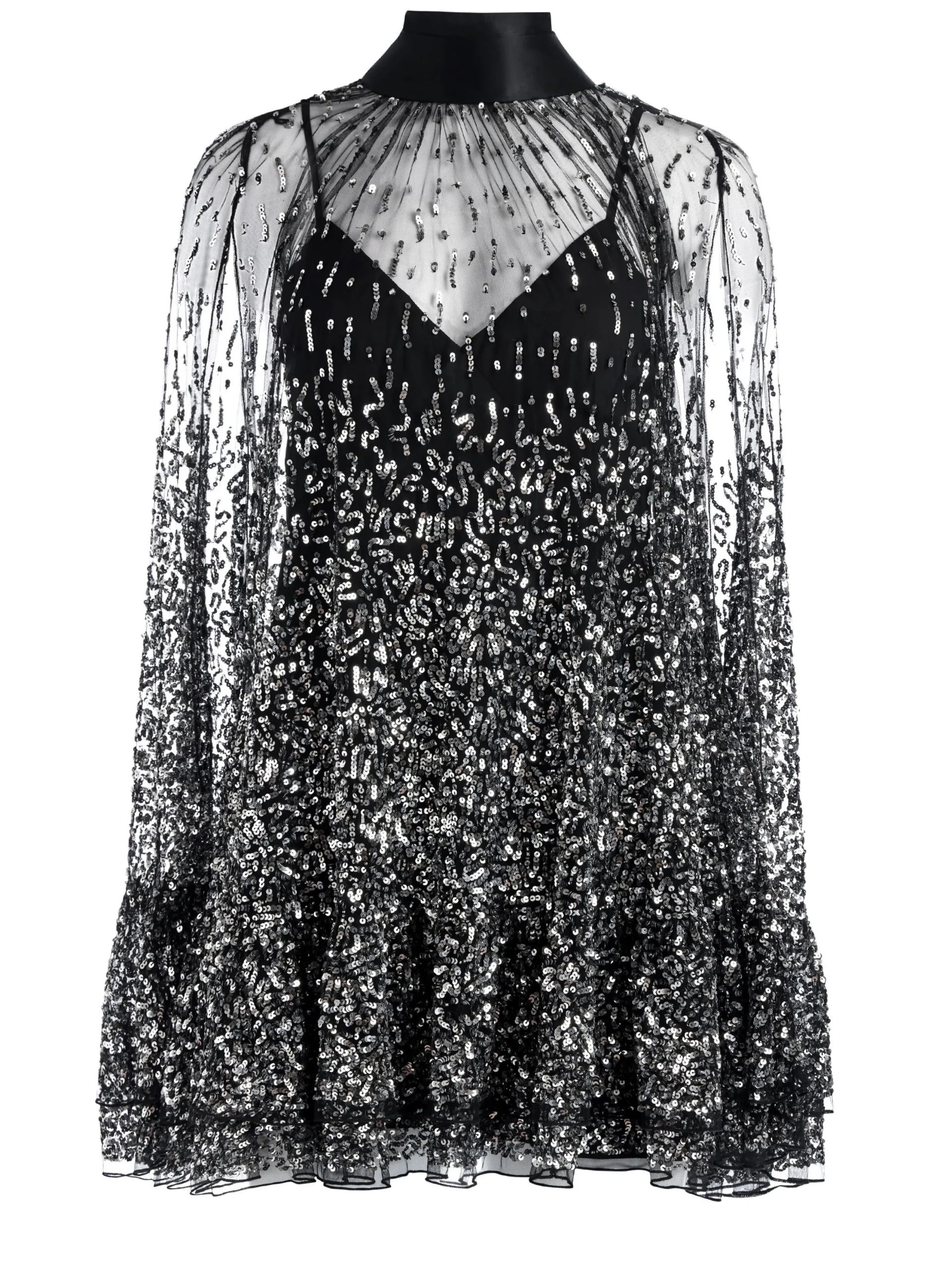 Alice and Olivia GUEST OF|MINI*ZENON SEQUIN CAPE MINI DRESS